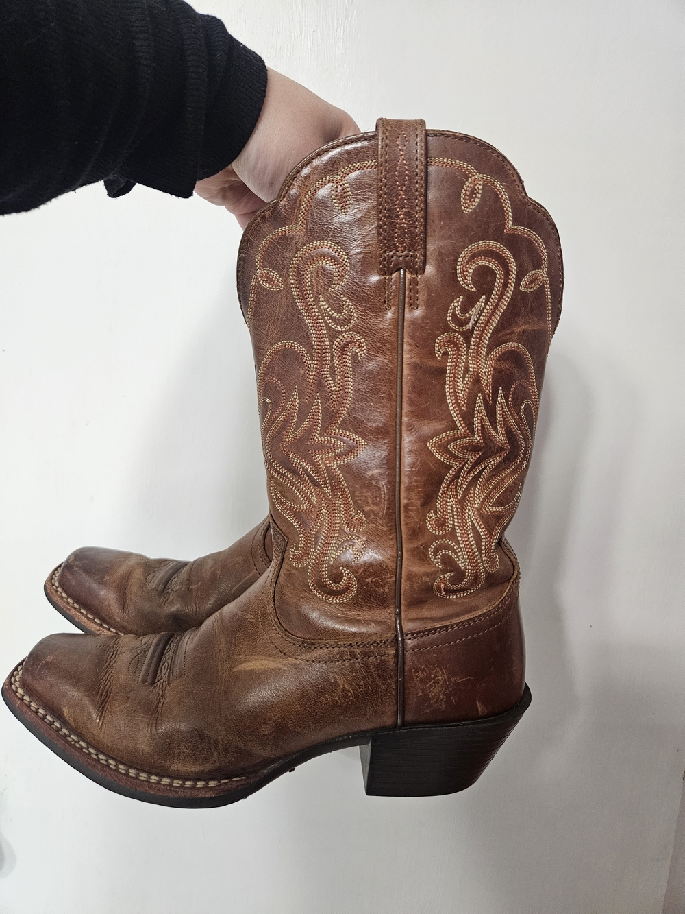 Ariat Brown Western Embroidered Pull-On Ankle Boots